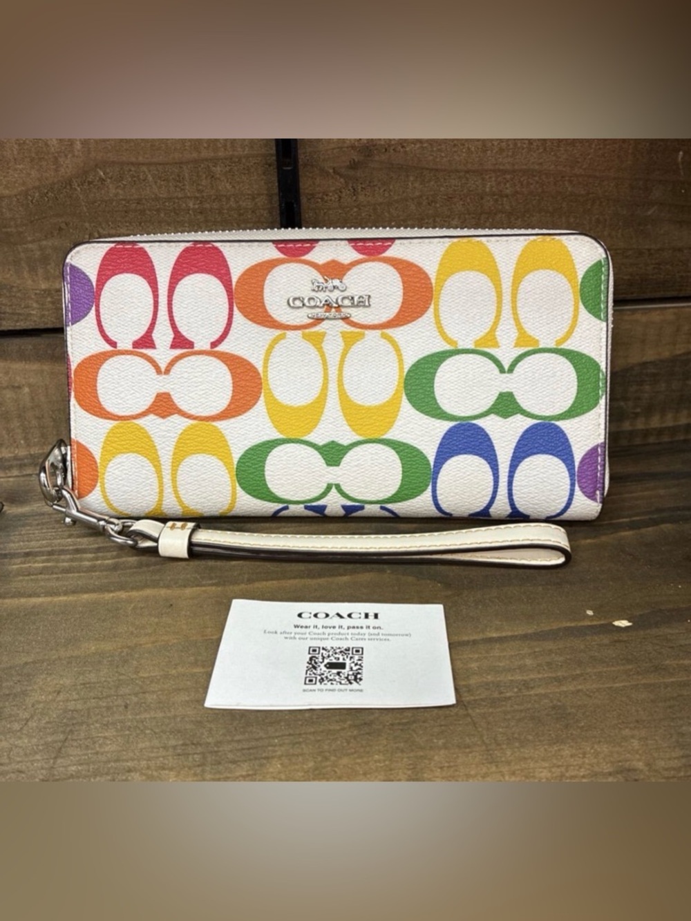 COACH Rainbow Signature Canvas Wallet NWOT